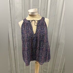 Joie Navy and Pink Patterned Halter Camisole